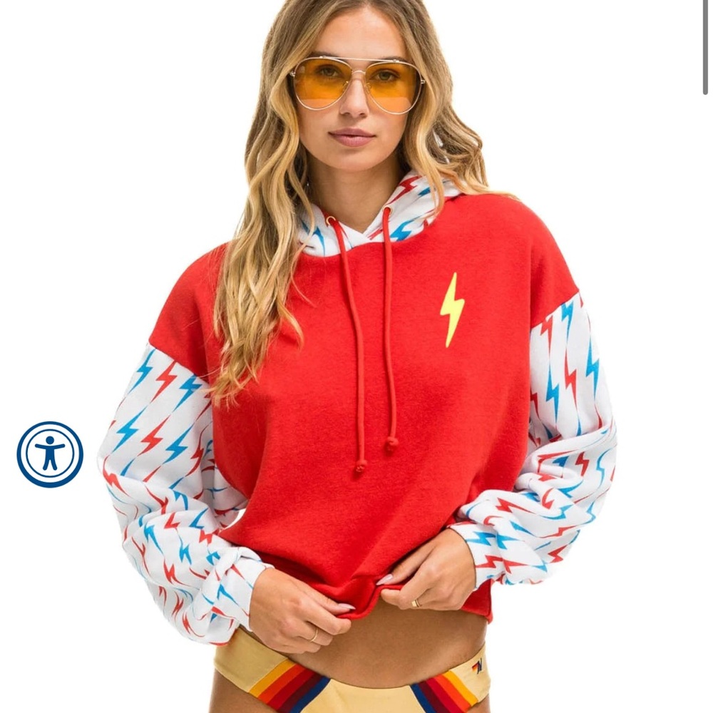 Aviator Nation - Fourth of July Relaxed Crop Pull Over Hoodie 🇺🇸